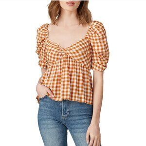 SAYLOR Glenny Gingham Puff Sleeve Top XS